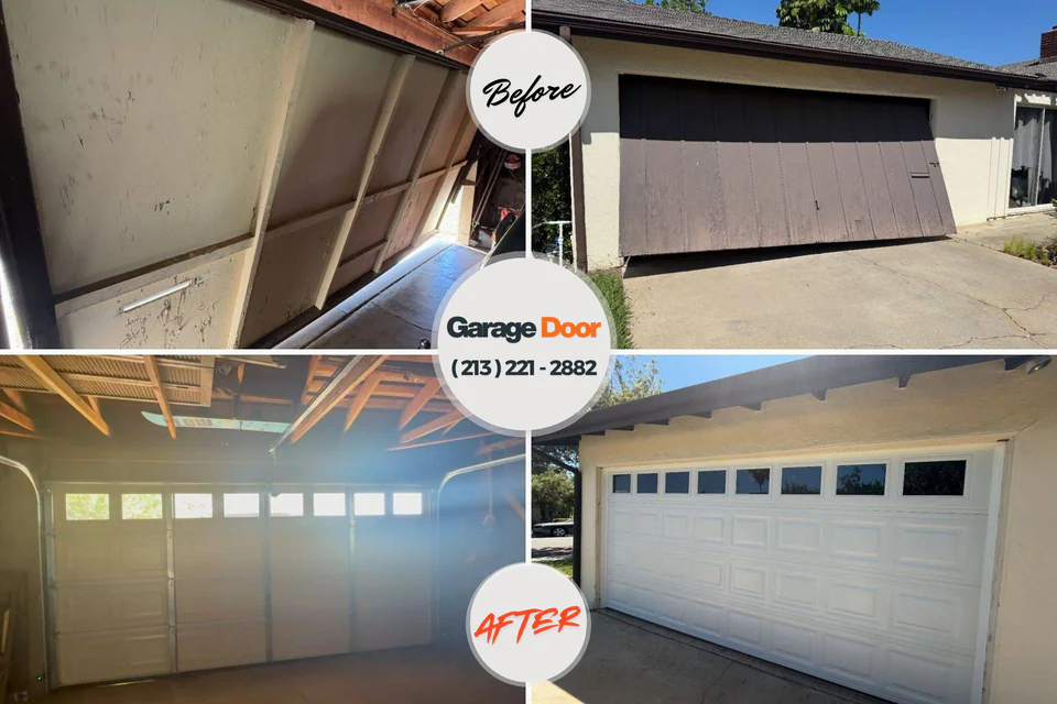 Before and after: garage door repair Newburyport, MA